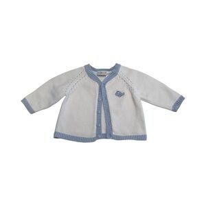 Vintage Mcdonalds McBaby Cotton‎ Cardigan Blue White Airplane 6-9M